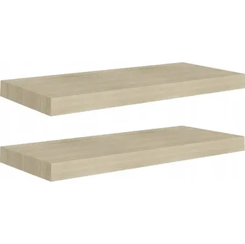 police Sada 2 polic nástěnných, dubové MDF, 60 x 23,5 x 3,8 cm