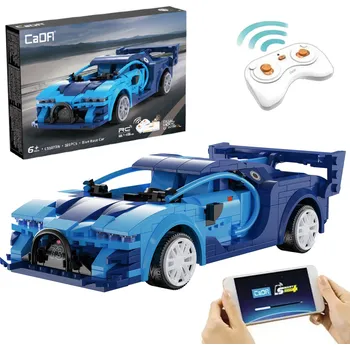 RC model auta CaDA Stavební kostky Dálkově ovládané závodní auto RC Blue Race Car Dual Mode 325 dílků