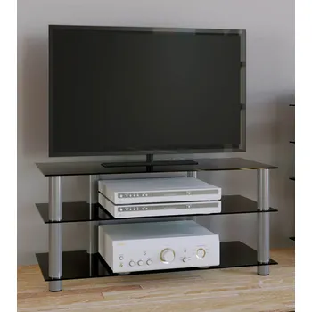 Televizní stolek VCM TV stolek Netasa, černé sklo 758610