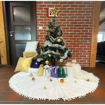 HEDVA ČESKÝ BROKÁT Podložka pod vánoční stromeček Odaska anděl bílá