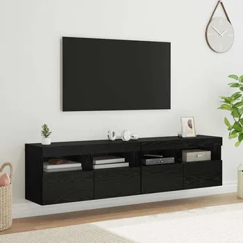 Televizní stolek Skříňky na TV zeď Nástěnný 2 pcs Černý dub 80 x 30 x 40 cm