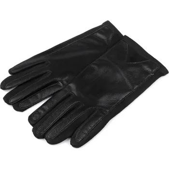 Módní doplněk Dámské rukavice zdobené eko kůží, dotykové - černá