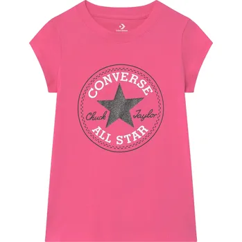 Dívčí oblečení CONVERSE Dívčí tričko Converse Timels Chuck Patch XL RŮŽOVÁ