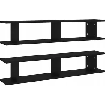 police Sada 2 černých nástěnných polic 105 x 18 x 20 cm