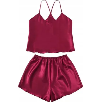 Dámské pyžamo Dámské SATÉNOVÉ pyžamo dvoudílné KOMPLET top kraťasy léto VELIKOST M 11
