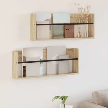 Obývací pokoj Regál na časopisy s policí 2 pcs Sonoma dub 80 x 12 x 30 cm