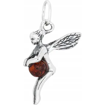 Přívěsek Stříbrný přívěsek Siju elf s jantarem