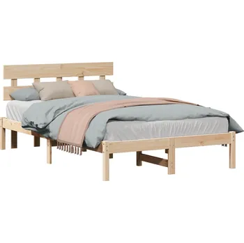 Nábytek Rám postele s čelo Hnědá 120 x 190 cm Masivní borové dřevo