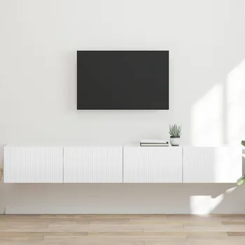 Televizní stolek TV wall cabinet Nástěnný 2 pcs Lesklá Bílá 60 x 31 x 29.5 cm