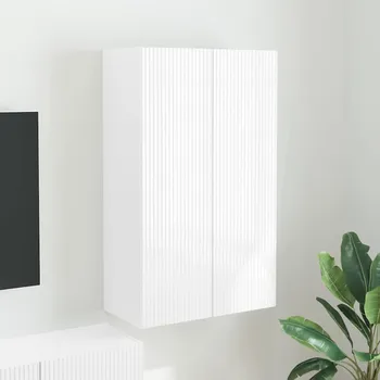 Televizní stolek TV wall cabinet Nástěnný Vysoce lesklá bílá 59,5 x 31 x 100 cm
