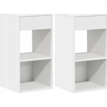 Noční stolek Bílá noční stolek se zásuvkou, 35 x 34 x 66,5 cm, materiál na bázi dřeva