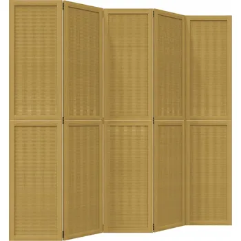 Paraván Paraván z bambusu a dřeva paulovnie, hnědý, 175-180 x 180 cm