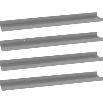 police Šedá nástěnná police MDF 60 x 9 x 3 cm, sada 4 ks