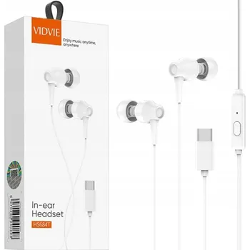 Sluchátka DRÁTOVÁ SLUCHÁTKA DO UŠÍ USB TYP-C S MIKROFONEM A OVLÁDÁNÍM BÍLÁ 1.2m