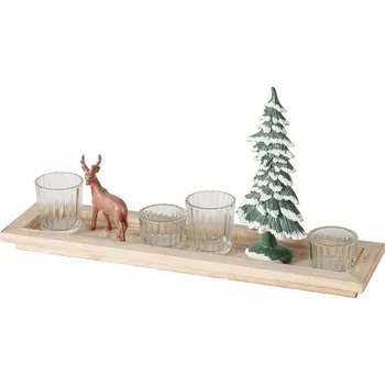 Svícen DEKORATIVNÍ PODNOS NA SVÍČKY VÁNOČNÍ ARANŽMÁ délka 42 cm SVÍCEN