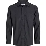 Velká pánská košile s dlouhým rukávem hladká Jack & Jones 12284613 černá (6XL)