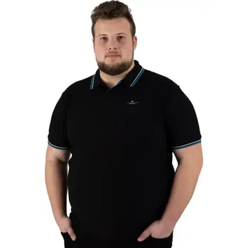 Pánské tričko Pánská velká hladká polokošile Double PS-3035 černá (8XL)