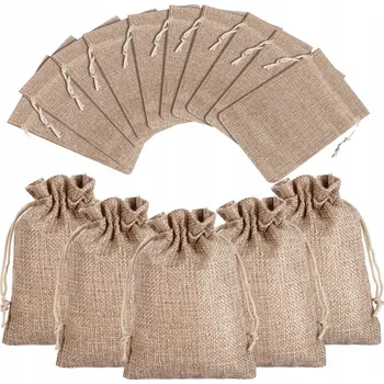 Obraz WORECZKI JUTOWE WORKI LNIANE NA VÁNOČNÍ DÁRKY JUTA 10x15 OZDOBNÉ 30 kusů