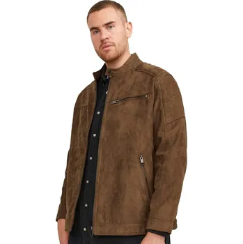 Jack & Jones velká pánská semišová lehká bunda 12172908 hnědá (7XL)