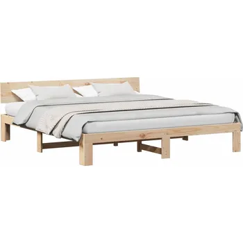 Postel vidaXL Rám postele s čelo Přírodní 180 x 200 cm Masivní borové dřevo [872641]