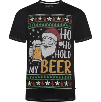 Pánské tričko Velké pánské vánoční tričko s potiskem Kam X035 černé (4XL)