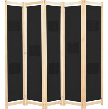 Paraván Paraván, 5 dílný, černý, 200x170x4 cm