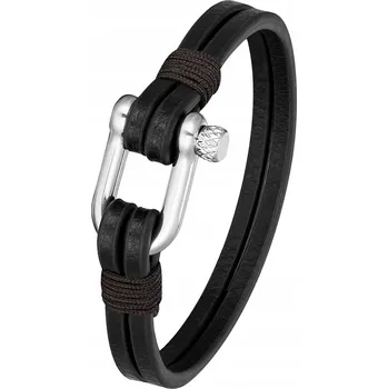 Náramek ODESSA černý pánský kožený náramek s třmenem délka 19cm