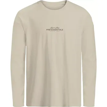 Pánská móda Velké pánské tričko s dlouhým rukávem longsleeve s nápisy Jack & Jones 12288173 béžové (6XL)