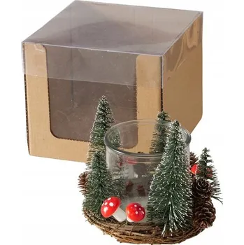 Svícen SVÍCEN NA 1 SVÍČKU OZDOBNÝ VÁNOČNÍ DEKORACE výška 13,9 cm