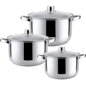 Hrnec Haus Roland Sada nerezového nádobí lesklá 6 ks 22/24/26 cm