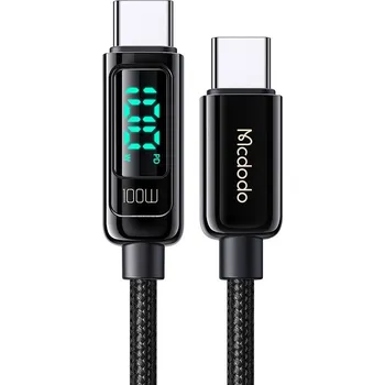 Mcdodo – datový kabel (CA-8820) – USB-C na USB-C, 100W, digitální displej, 1,2m – černý