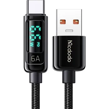Mcdodo – datový kabel (CA-8690) – USB-A na USB-C, 6A, digitální displej, 1,2m – černý