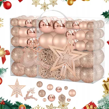 Vánoční dekorace VÁNOČNÍ VÁNOČNÍ BAŇKY NA STROMEK VELKÁ SADA 102 KUSŮ + HVĚZDIČKA