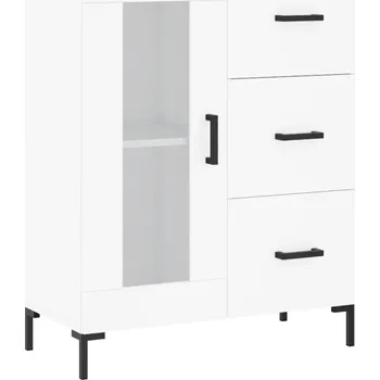 Koupelnový nábytek Bílá skříňka se 3 zásuvkami a 2 prosklenými dvířky 69,5 x 34 x 90 cm