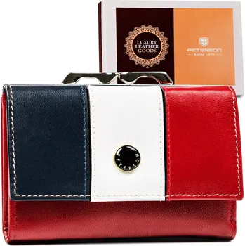 Peněženka Peterson Malá dámská kožená peněženka modrá/bílá/červená