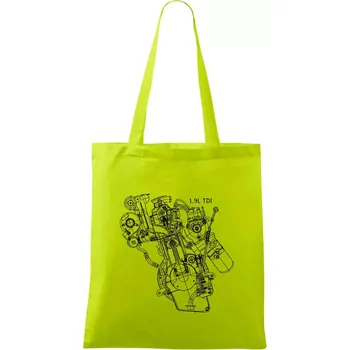 Nákupní taška Motor Škoda/ VW 1.9L TDI z boku - Taška bavlněná - 42 x 38 cm ( Limetková )