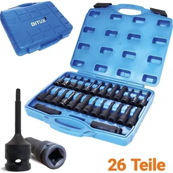Sada nářadí Bituxx 26dílná sada nástrčných klíčů 1/2″ - nástrčné klíče, Torx a vícedrážkové bity, profesionální sada M19607