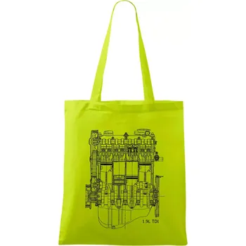 Motor Škoda/ VW 1.9L TDI ze předu - Taška bavlněná - 42 x 38 cm ( Limetková )