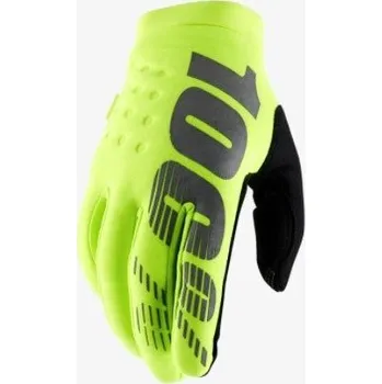 Moto rukavice 100% Brisker fluo žluté rukavice M