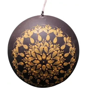 Svíčka Ručně malovaná černá svíčka (Svíčka ručně zlatá malovaná)