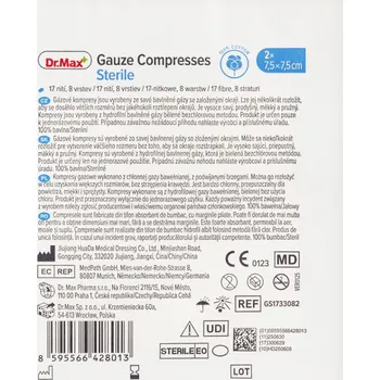 Kompres Dr. Max Gauze Compresses Sterile 7,5 x 7,5 cm 2 ks