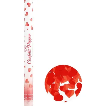 Konfeta Konfety vystřelovací červená srdíčka 60 cm