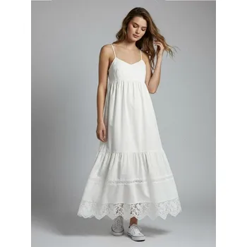 Dámské šaty Sinsay - Midi šaty s krajkovým lemováním - bílá - 643FI-00X - 643FI-00X-XXL