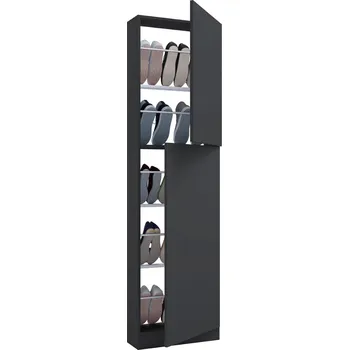 Botník VCM Botník Fulisa XL s dřevěnými dvířky, antracit 486532