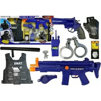 Hračka pro nejmenší POLICEJNÍ SADA: Vesta, samopal + příslušenství