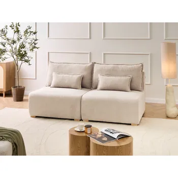 Pohovka Modulární pohovka béžové čalounění s funkcí přeměny na lůžko rozkládací úložný prostor minimalistický styl Beliani