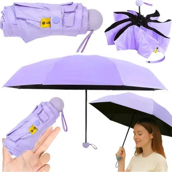 Deštník Kapesní skládací deštník s UV ochranou UPF 50+ Pouzdro Fialová 90 cm