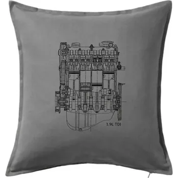 Polštář Motor Škoda/ VW 1.9L TDI ze předu - Polštář 50x50 - 50x50 - Pouze potah ( Tmavě šedý melír )