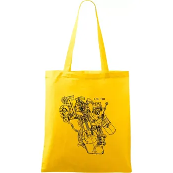 Nákupní taška Motor Škoda/ VW 1.9L TDI z boku - Taška bavlněná - 42 x 38 cm ( Žlutá )