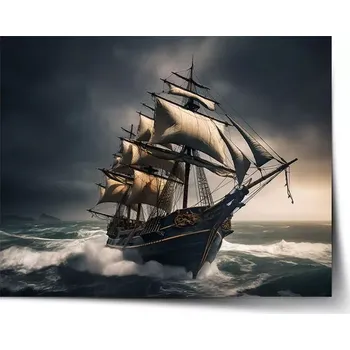 Plakát Sablio Plakát Plachetnice v rozbouřených vodách - 60x40 cm